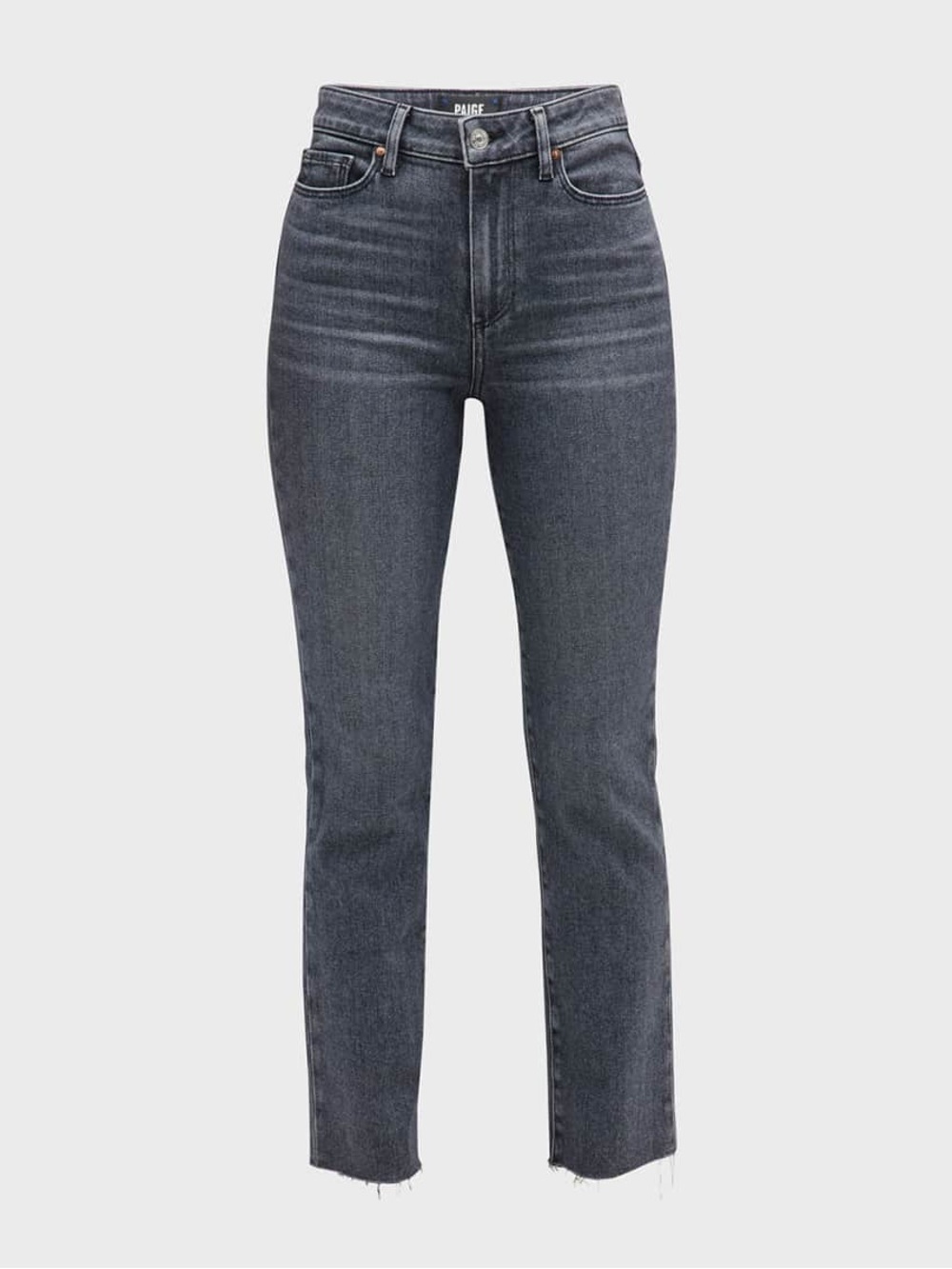 Paige Ash Black Denim Cindy High Rise Straight Ankle Jeans